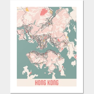 Hong Kong - Hong Kong Chalk City Map Posters and Art